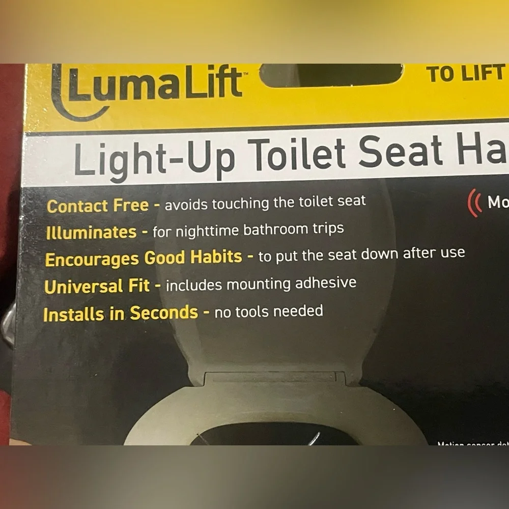 Lot of 4 LumaLift Motion-Activated LED Light-Up Toilet Seat Handles NEW